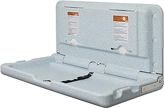 ECR4Kids Horizontal Wall-Mounted Baby Changing Station, Grey Speckled | High-density plastic, GREENGUARD Gold Certified, 50 lb capacity, ASTM &amp; ADA compliant, liner dispensers and diaper bag hooks