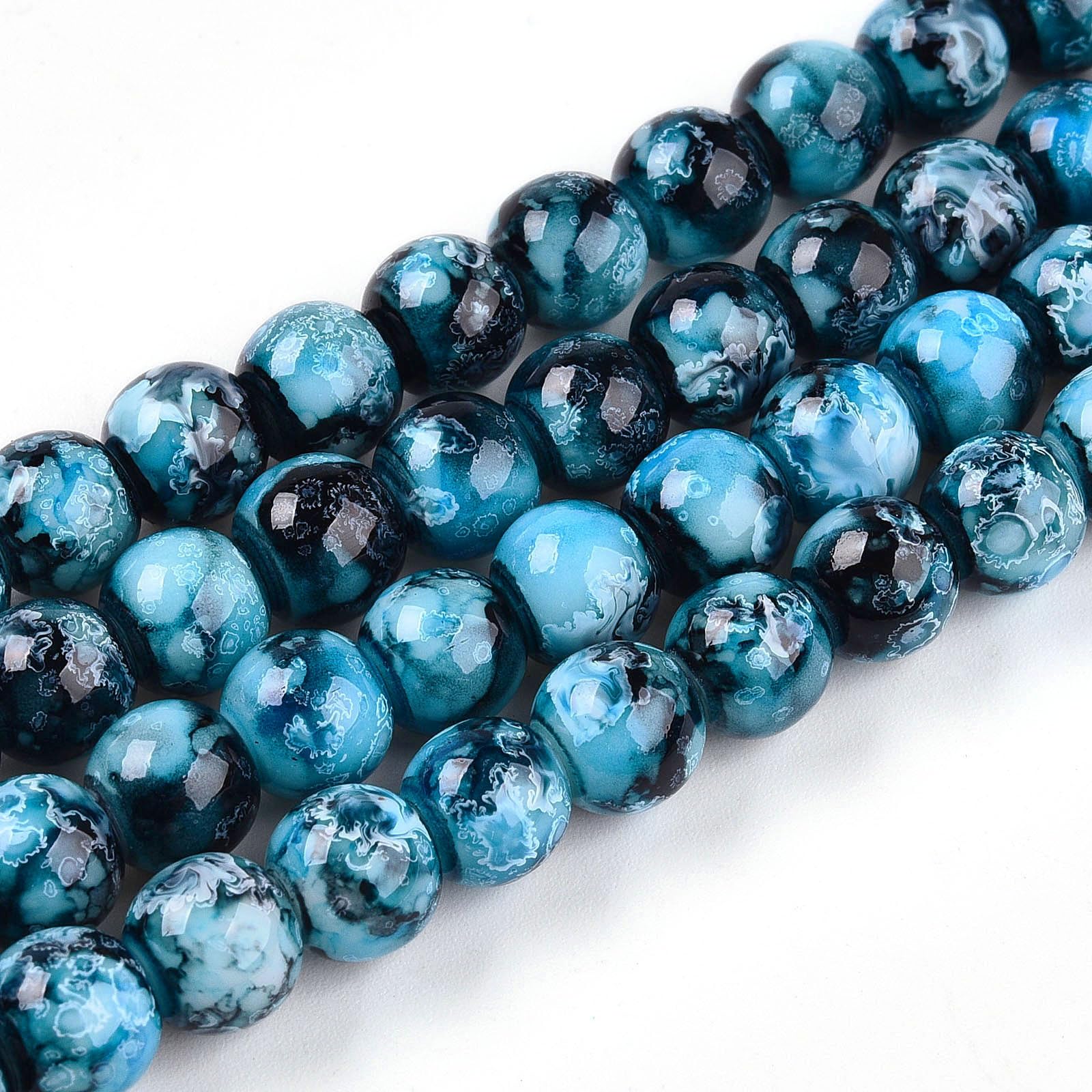 100pcs 8mm Opaque Round Painted Glass Beads for Earring Necklace Bracelet Jewelr