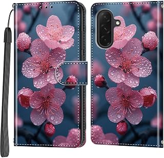Cover per Samsung Galaxy A18 / A17 / A26 5G, PU Pelle, Fiore di pesco