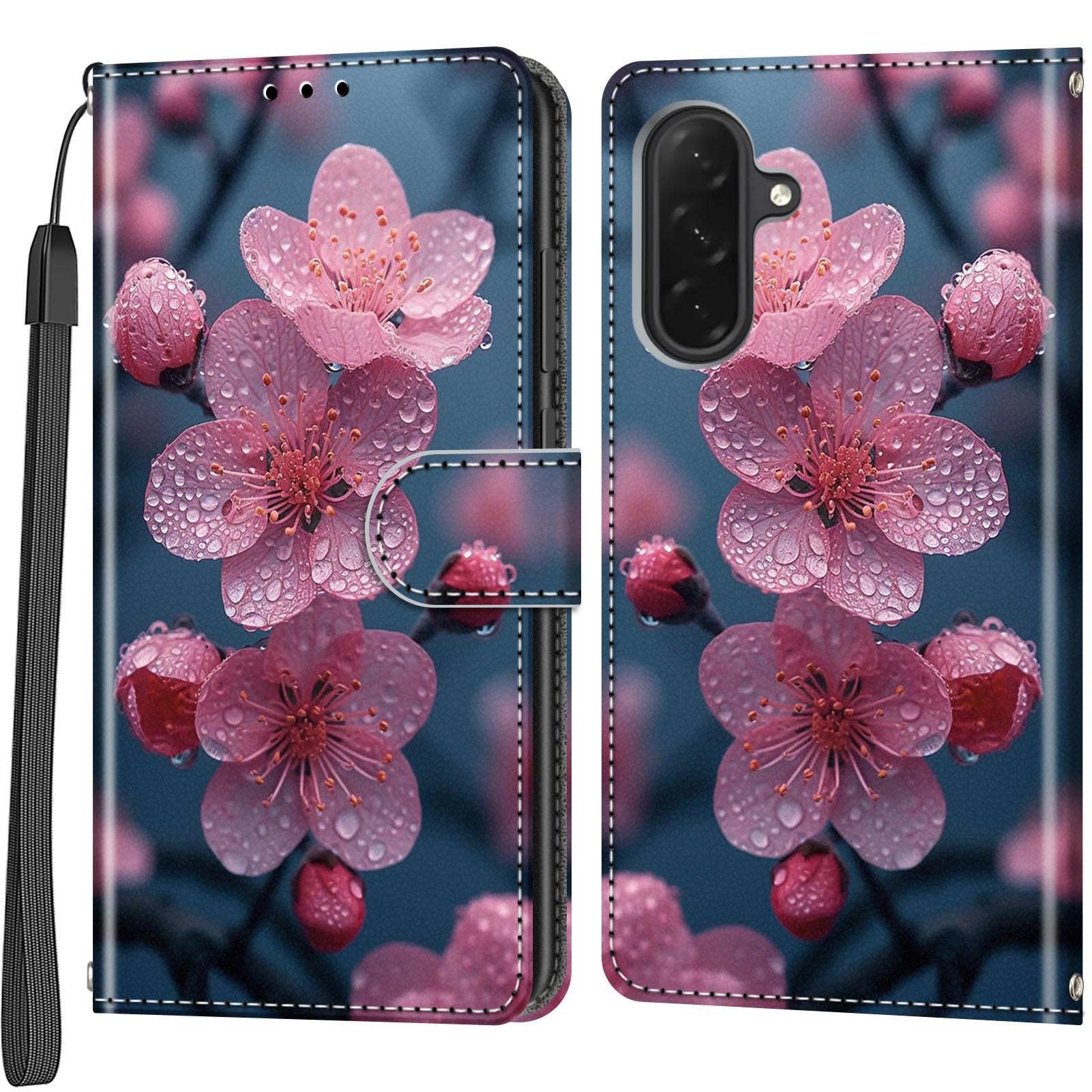Cover per Samsung Galaxy A18 / A17 / A26 5G, PU Pelle, Fiore di pesco