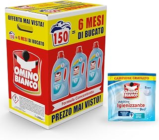 Omino Bianco White Musk Washing Machine Detergent, 2000 ml x 3 + Free Gift | Deep cleans, removes stains, gives a fresh scent that lasts a long time, respects colours and fabrics
