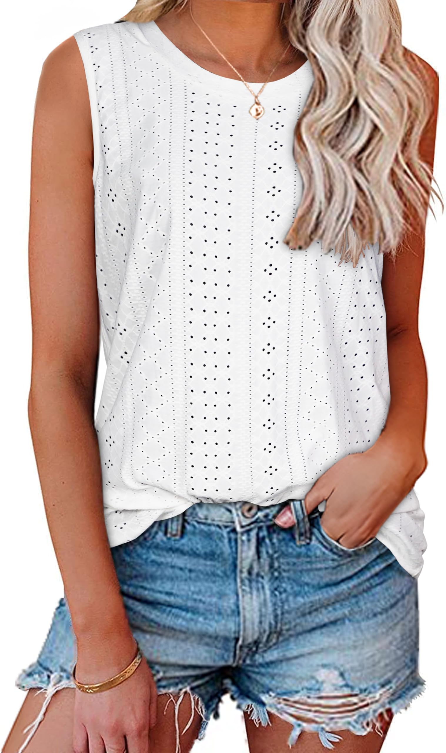 JOELLYUS Women's Tank Tops Summer Sleeveless Graphic Shirts Loose Casual Tunic B