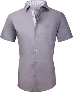 Alex Vando Camicia da uomo a 4 vie, elasticizzata, senza pieghe, vestibilità regolare, a maniche corte, con bottoni