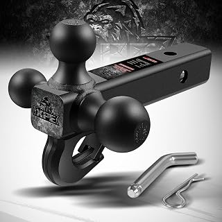 XPE Tri Ball Trailer Hitch Mount with Hook Fits 2 Inch Receiver Matte Black | 3-in-1 Tow Hitch with 1-7/8" 2" and 2-5/16" Interchanging Balls