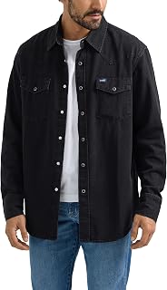 Wrangler Men's Denim Light Wash Long Sleeve Snap Shirt