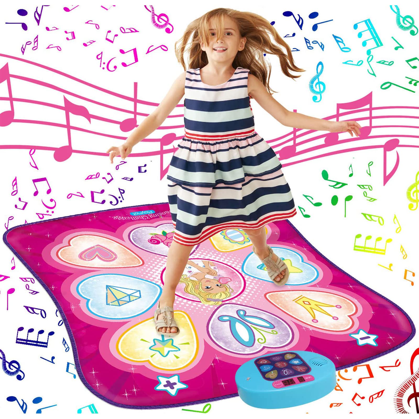 SUNLIN Dance Mat for Girls Ages 3-8, Interactive Dancing Game Pad, Pink | Dance 