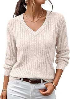 AUTOMET Women Long Sleeve Shirt V Neck Top Fashion Autumn Tunic Elegant Clothes Casual Sweater Cute Fashion Work Clothes 2025