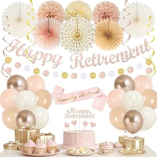 Retirement Decorations for Women with Sash(Champagne Gold Beige)