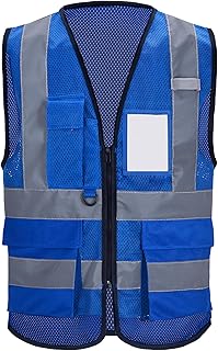 High Vis Safety Vest Reflective Strips, Multi-Pocket Design, Available in Yellow,Orange,black,Pink,blue,Red,purple