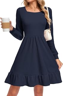 AUSELILY Women's Long Sleeve Knit Dress with Pockets