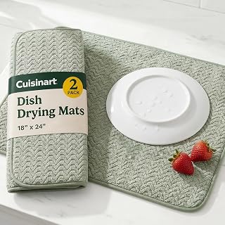 Cuisinart Dish Drying Mat for Kitchen Counter, 2-Pack XL 18"x24" | Ultra absorbent, quick-dry microfiber, machine washable countertop pad, safe for granite and quartz, ideal for large loads