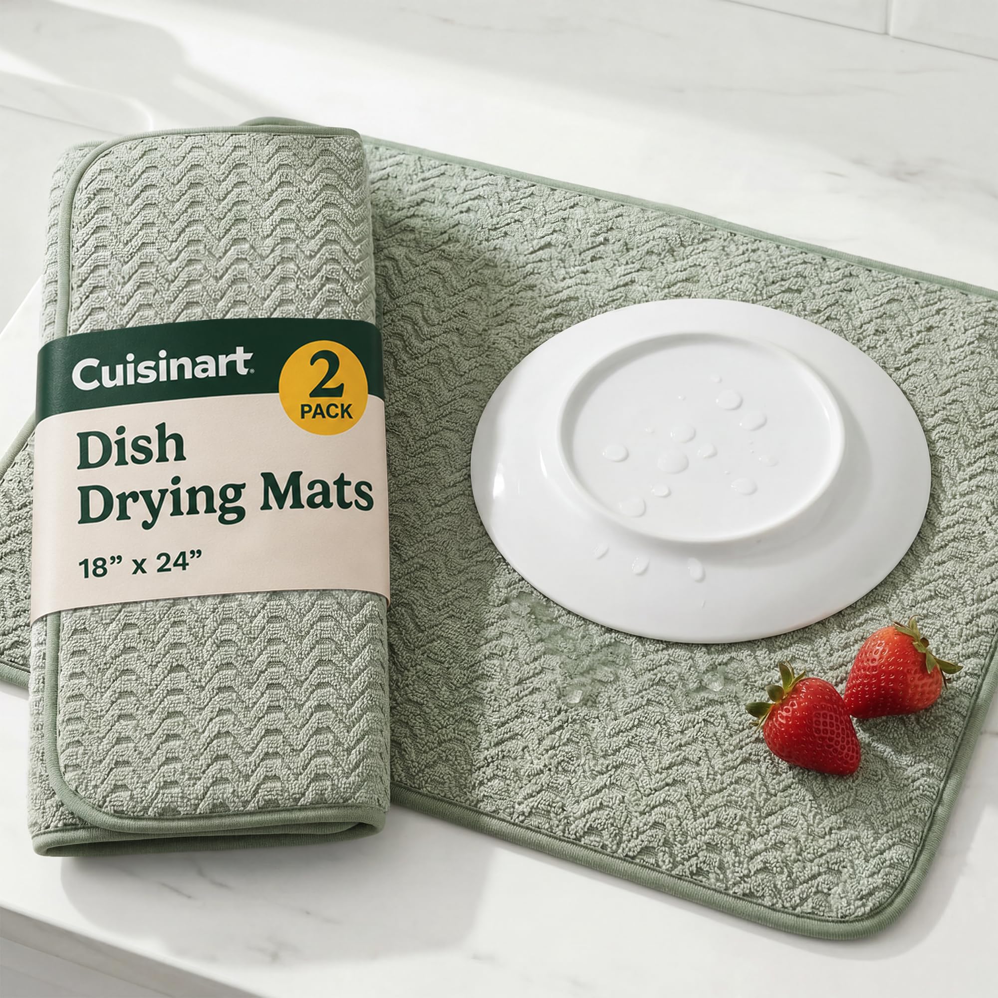 Cuisinart Dish Drying Mat for Kitchen Counter, 2-Pack XL 18"x24" | Ultra absorbe