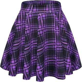 EXCHIC - Minigonna da donna in vita elasticizzata, svasata, a pieghe - - M