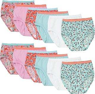 Fruit of the Loom Toddler Girls' Tag-Free Cotton Underwear | Breathable cotton, hipster cut with a soft-touch stay-put waistband; ten pairs.