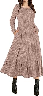 ANRABESS Womens Fall Long Sleeve Midi Dress