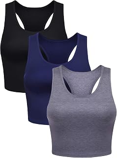 Boao Women's Basic Crop Top, Opaque, Pack of 3
