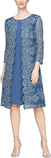 Alex Evenings Women's Midi Dress with Round Neck and Jacket (Petite and Regular) Special Occasion Dress