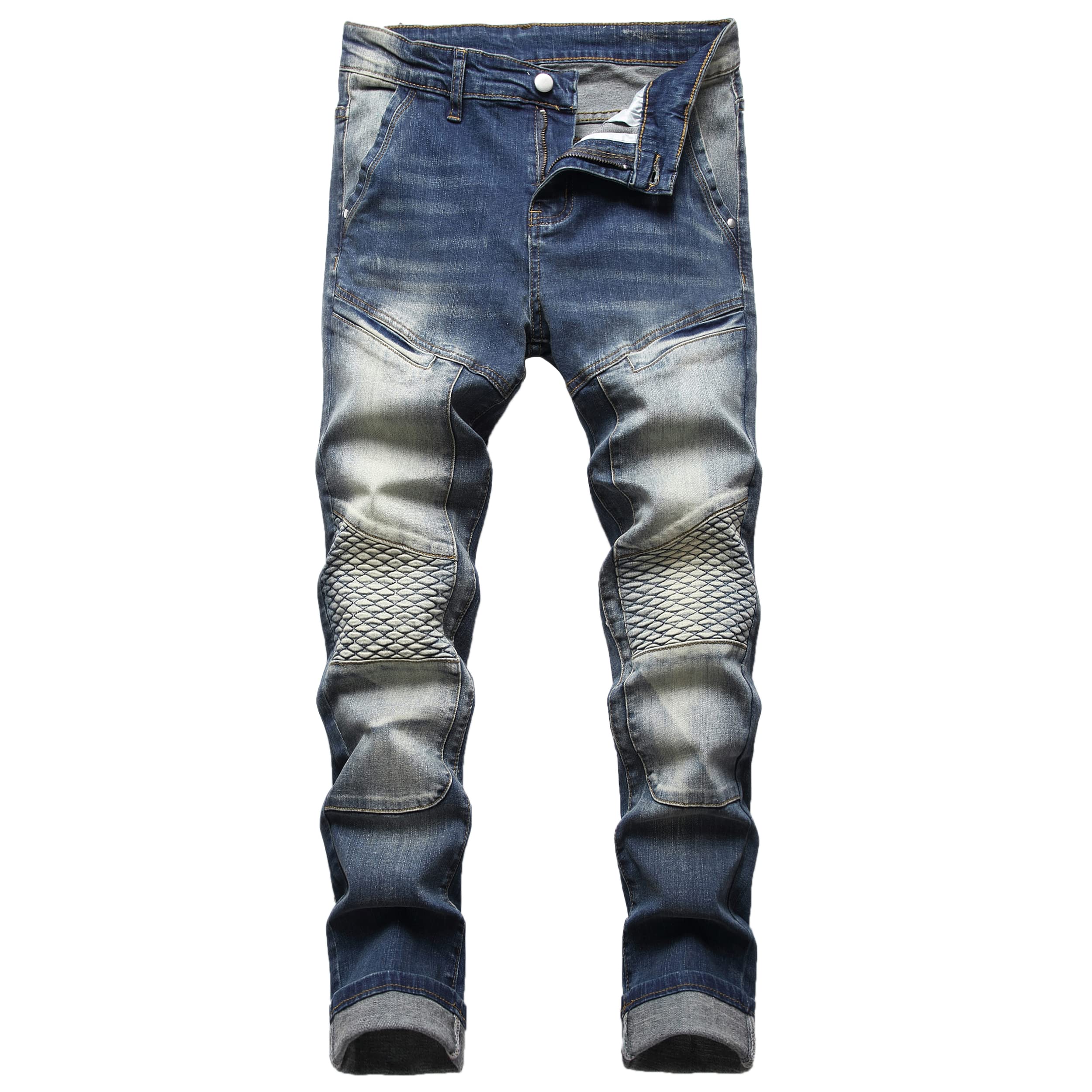 JUNBAOSS Slim Fit Stretch Ripped Jeans Men's Skinny Jeans, Waist Pants Flex Comf