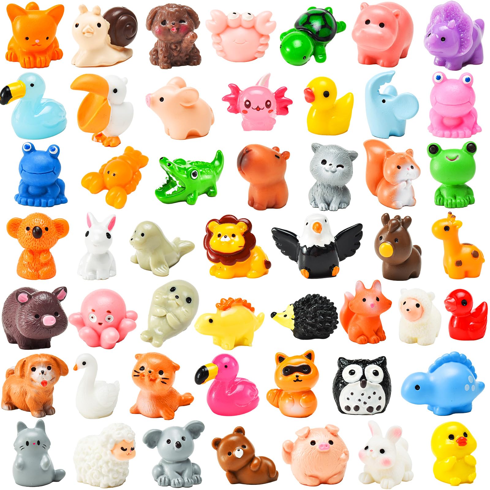 PAPPYN-A 50 Pcs Mini Resin Animal Tiny Resin Animals Figurines Bulk Miniature Li