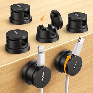 Silkland 6 Pack Snap-Lock Cable Clips, Rotatable Cord Holder for Nightstand | Anti-Pop-Out Charger Cord Organizer, Adhesive Cable Management Clips For Desk Wall Car, Home Office Wire Accessories