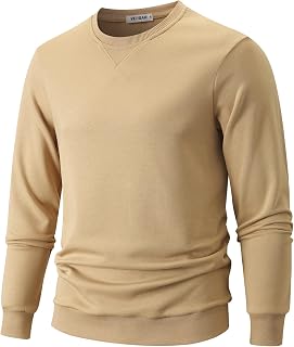 VEIISAR Men's Crewneck Sweatshirt - Basic Long Sleeve Pullover for Casual & Athletic Wear
