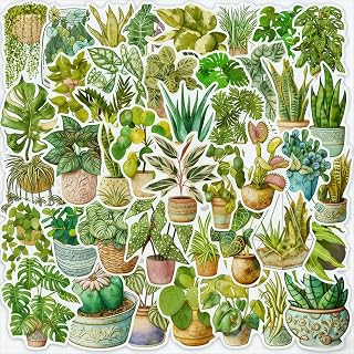 50 nature themed stickers Self-adhesive decals for laptops, water bottles, scrapbooking Perfect for plant lovers and gardening enthusiasts. Durable on a variety of surfaces DIY Decoration