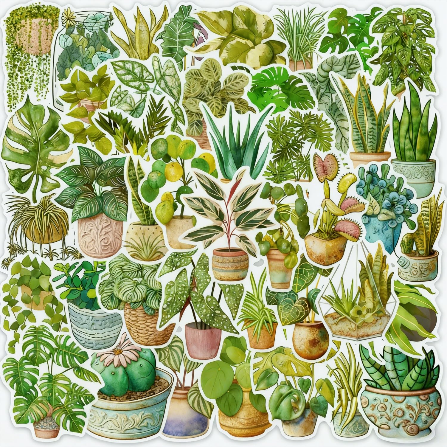 50 nature themed stickers Self-adhesive decals for laptops, water bottles, scrap