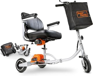 SuperHandy 3-Wheel Folding Electronic Mobility Device (Upgraded Design) - Electricity Powered, Airline Friendly - Long Range Travel with 2 Lithium-Ion Batteries