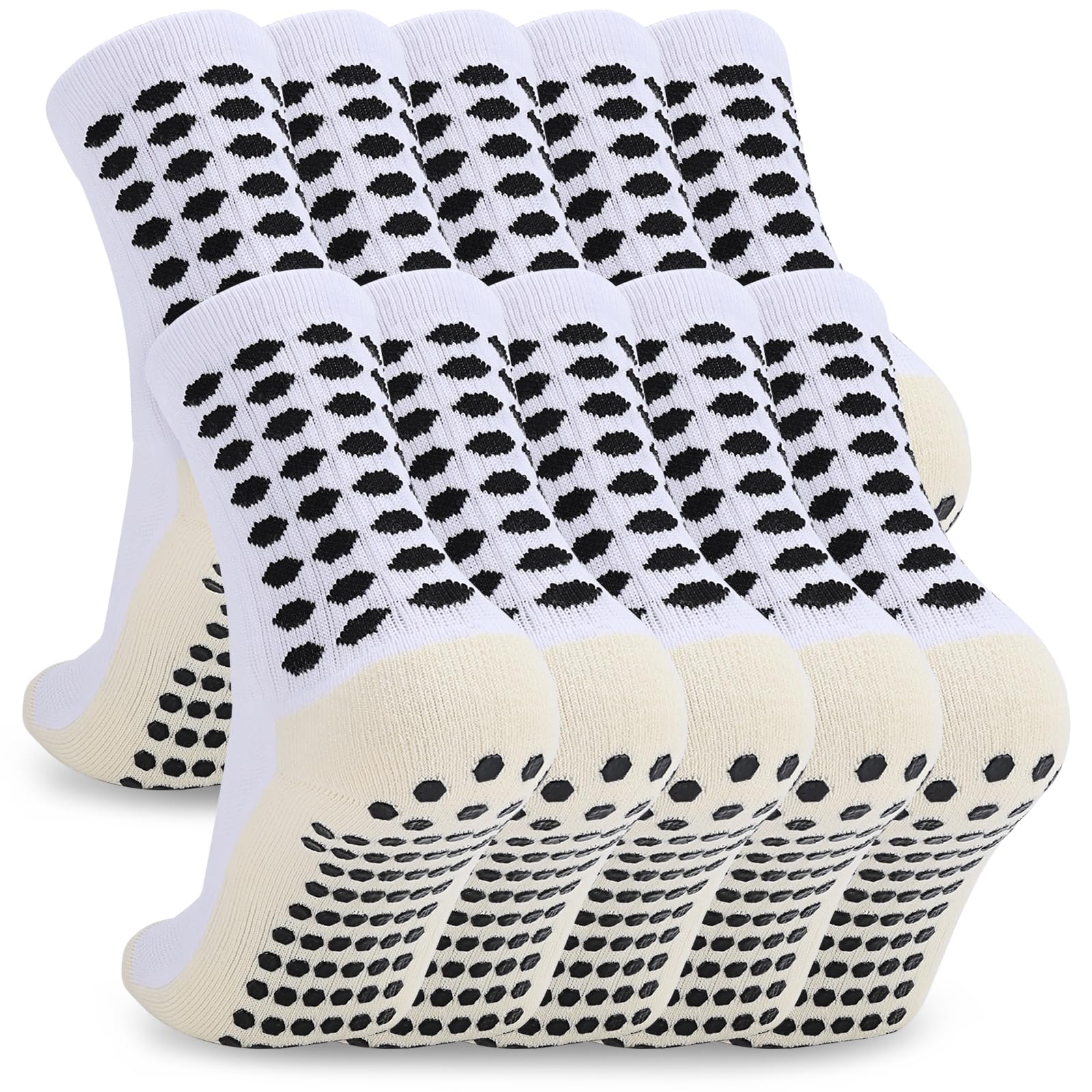 Ultrafun 3/5 Pairs Soccer Socks with Grip Pads Non Slip Football Basketball Spor