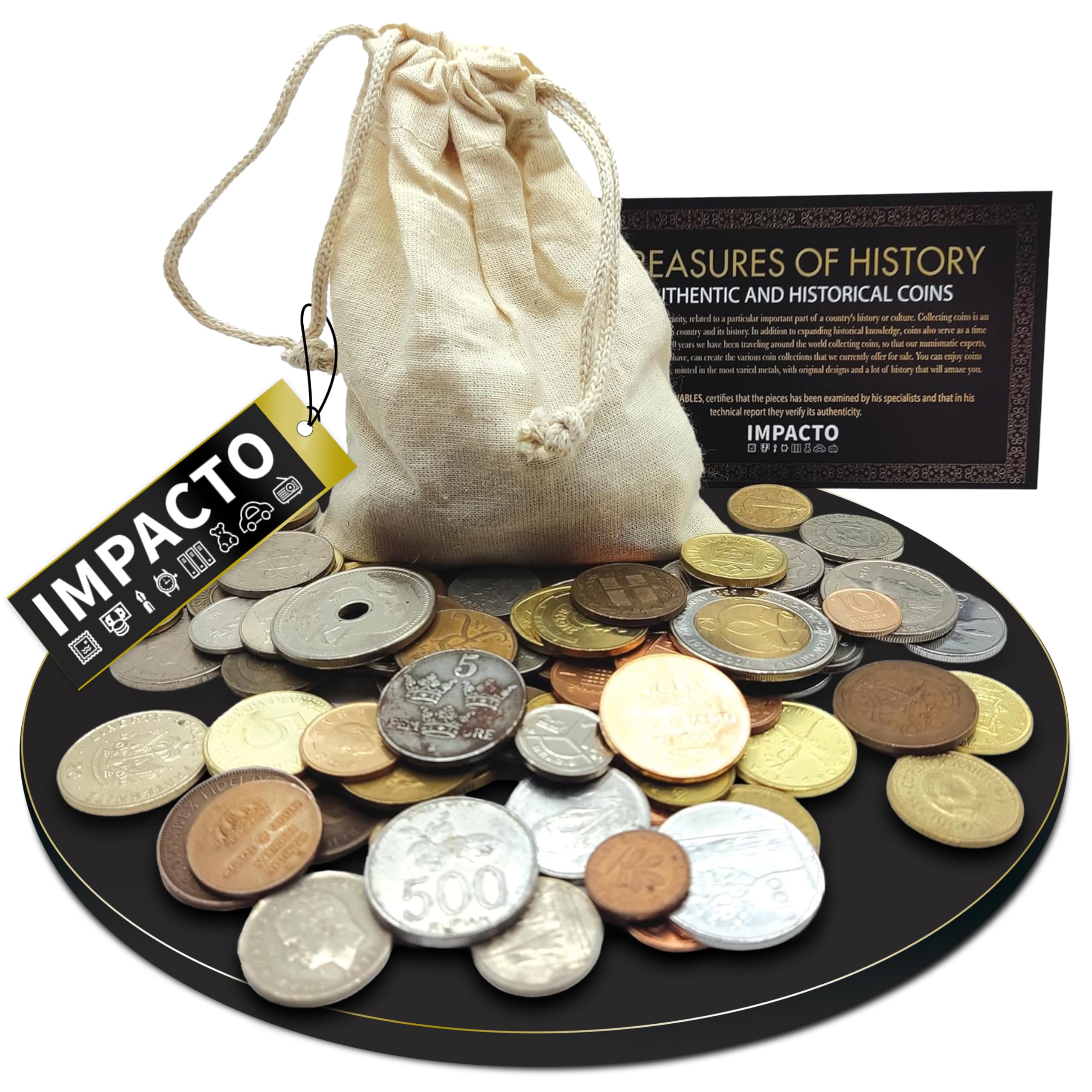 IMPACTO COLECCIONABLES Three-Century-Old Pound Coins from 5 Continents, Original