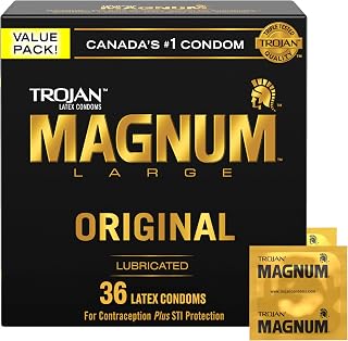 TROJAN Magnum XL Lubricated Latex Condoms, 36 Ct | Extra large fit, silky smooth lubricant, reservoir tip for added safety