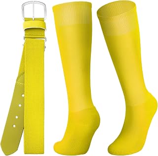 Zhanmai Baseball Belt and Socks Combo - Adjustable Elastic Belt and Softball Socks - Multiple Sizes for Youth, Kids and Adults
