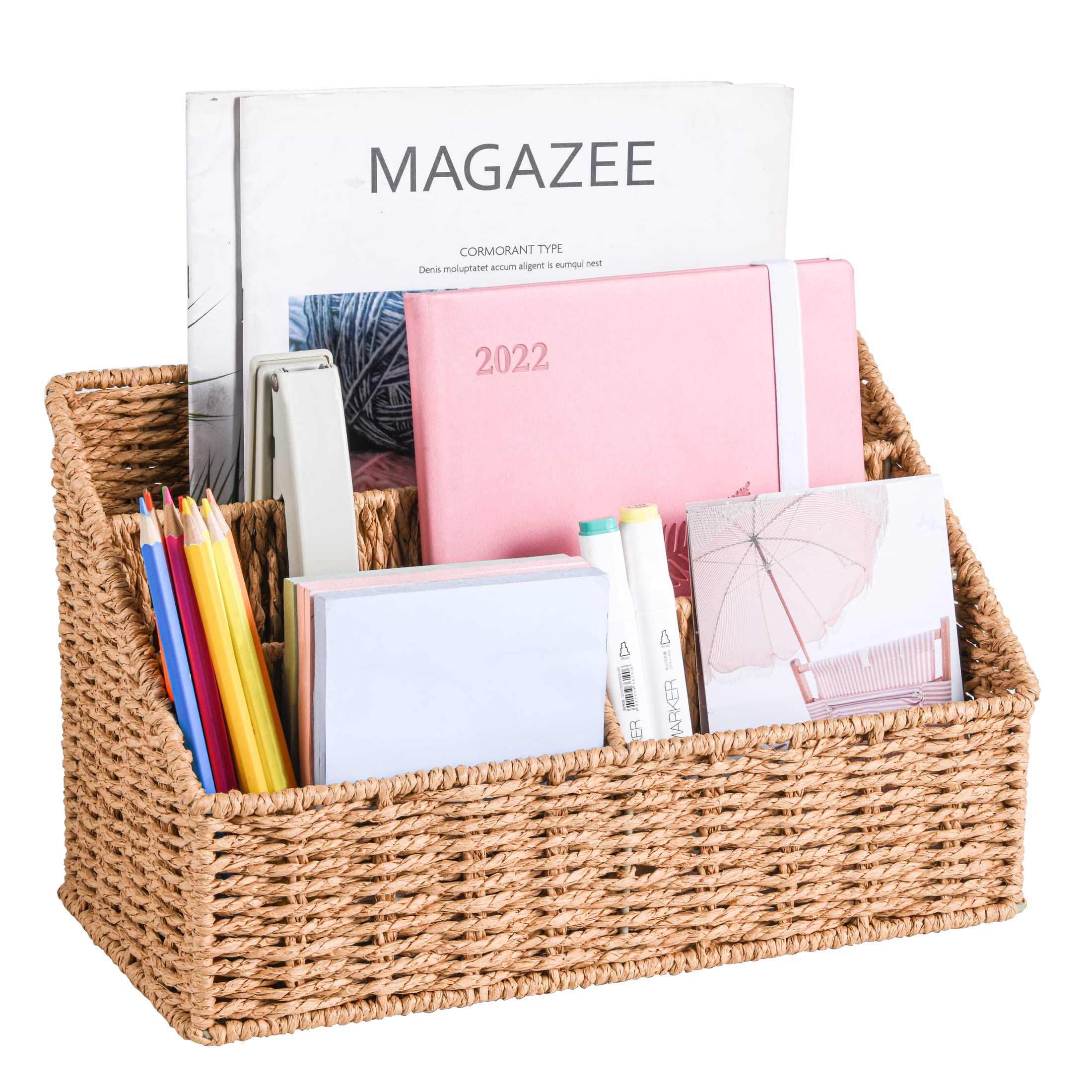 DINGTAI Woven Mail Organizer Countertop, 12 Inch Mail Organizer Basket for Bill 