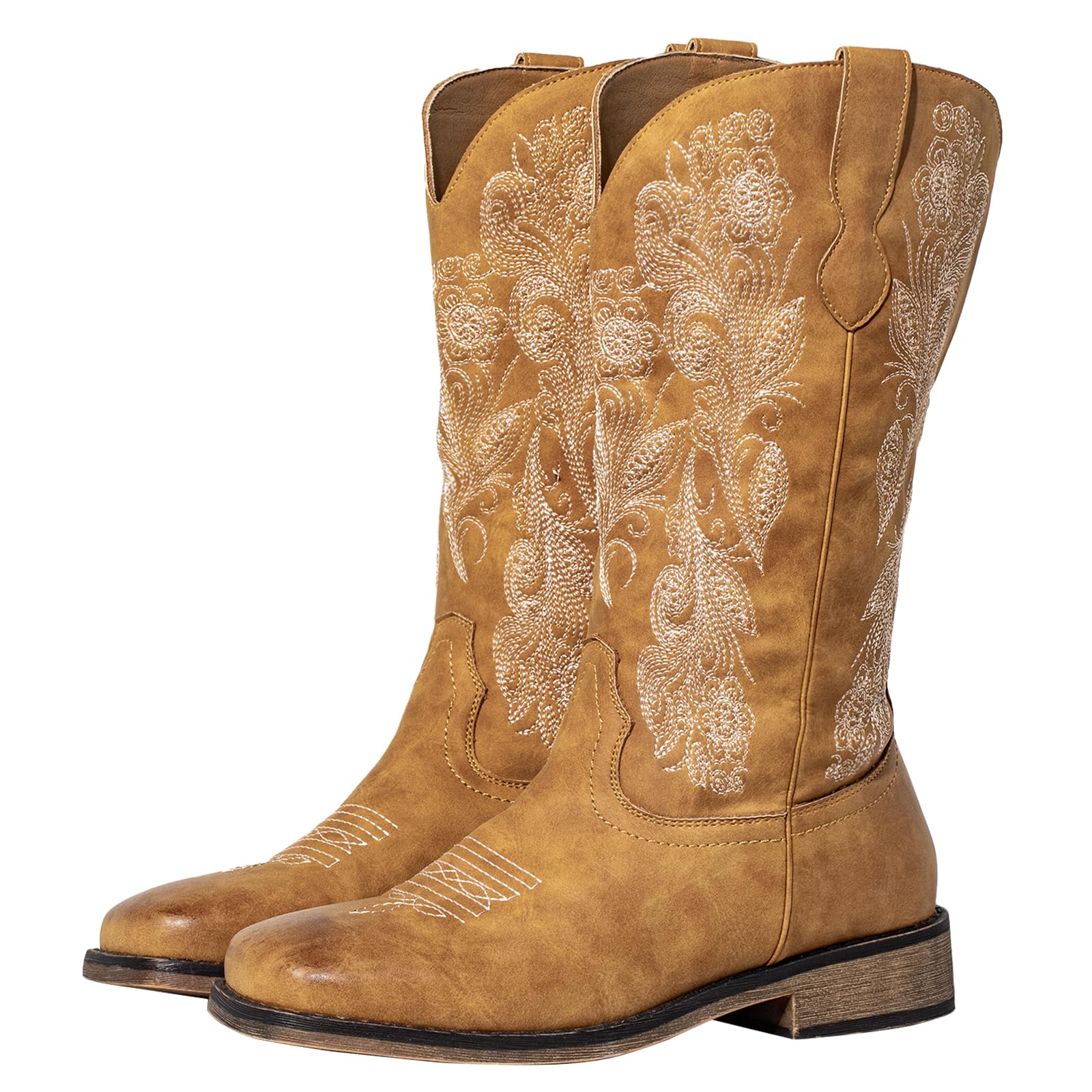 SheSole Wide Calf Cowboy Boots Women Square Toe