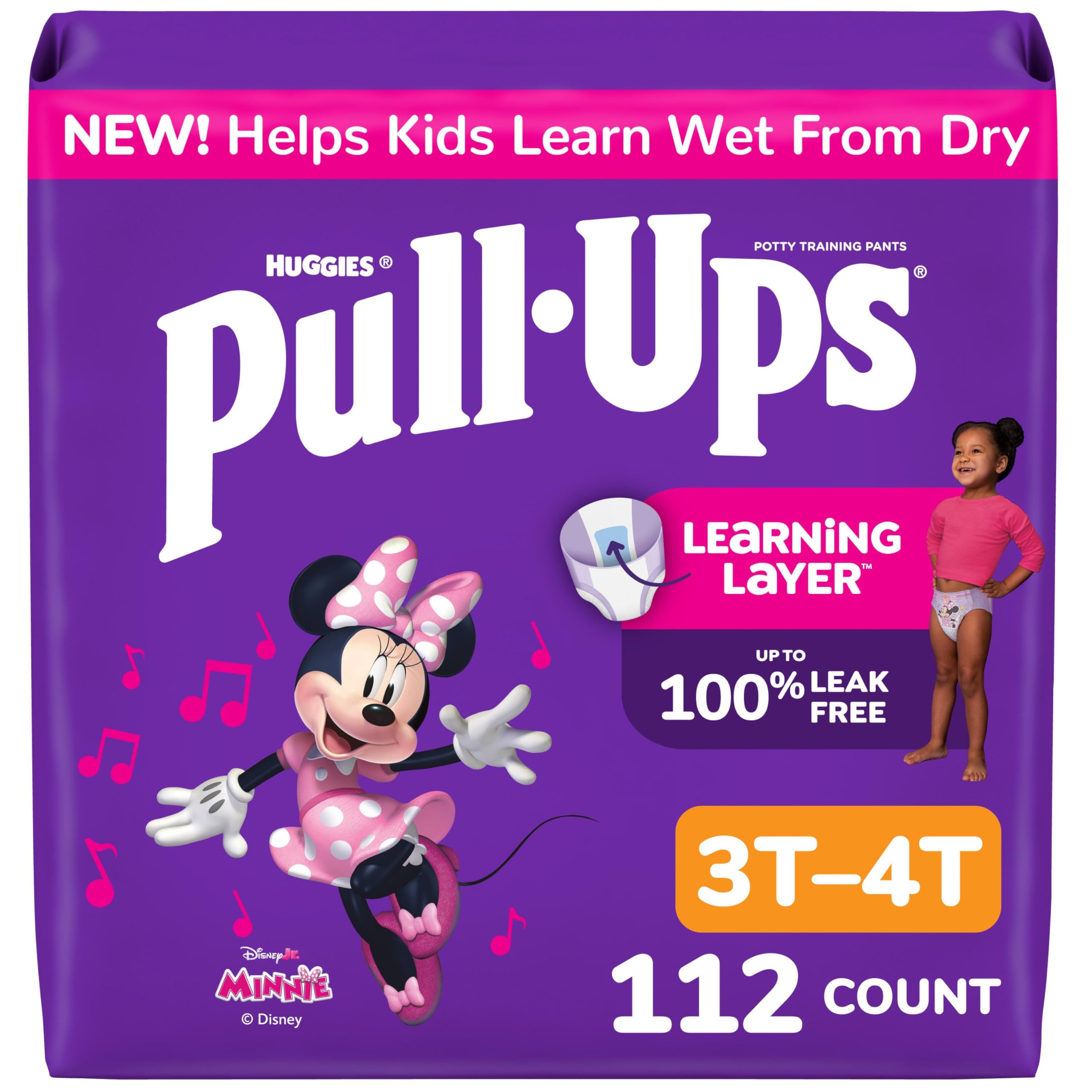 Pull-Ups Girls' Potty Training Pants, Size 3T-4T, 112 Count | Easy Open Sides, D