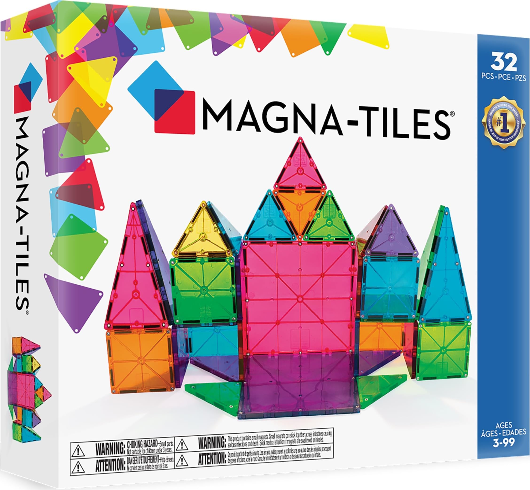 MAGNA-TILES Classic 32-Piece Magnetic Construction Set, The Original Magnetic Bu