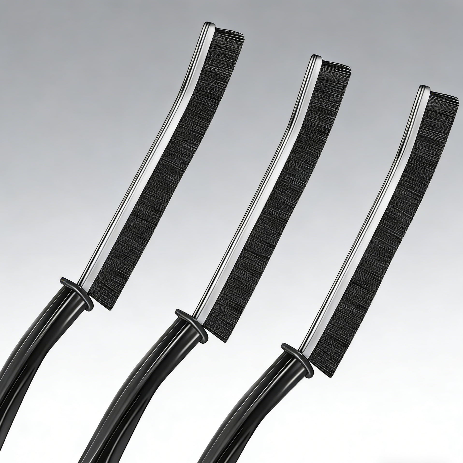 3 Pack Hard Bristle Cleaning Brush Black and White Small Scrubber for Tile Grout