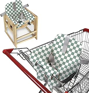 Shopping Cart Seat Cover for Baby, High Chair &amp; Grocery Seat Protector | Padded Chair Covers for Restaurant Seats, Unisex Machine Washable Grocery Cart Liner &amp; Swing Insert-Sage Green