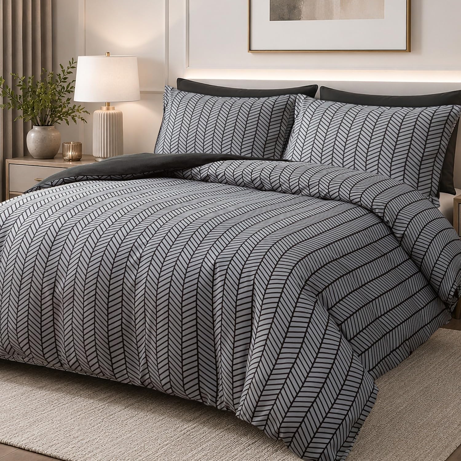 Pamposh Single Duvet Cover Set - Brushed Microfiber Reversible - Hypoallergenic 