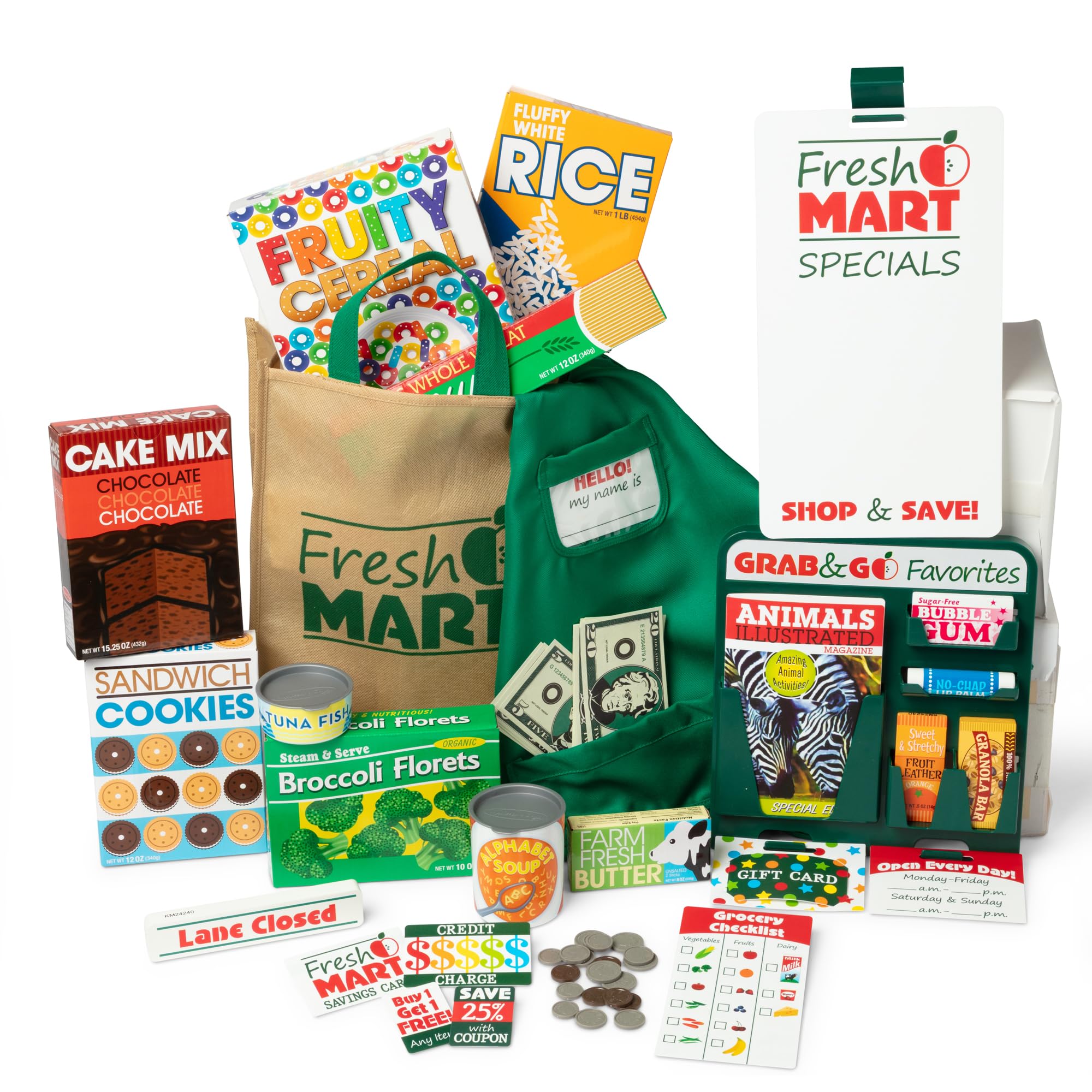 Melissa & Doug Fresh Mart Grocery Store Companion Pretend Play Food Set | 70 Pie