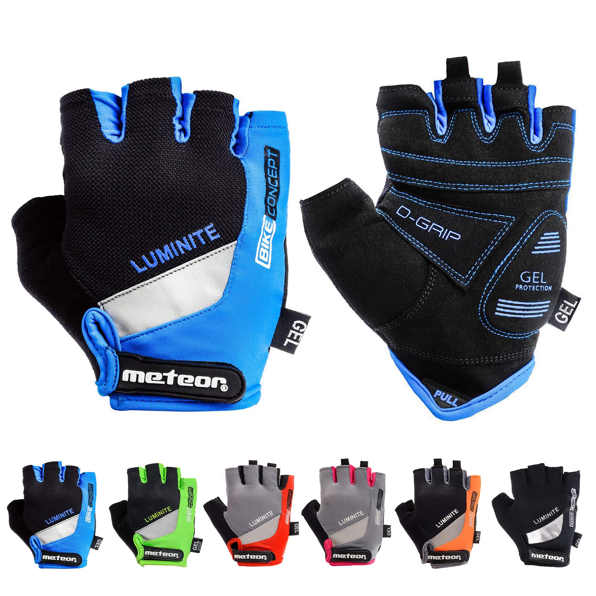 meteor Fahrradhandschuhe Herren Damen Kinder Halbfinger Gel gepolstert