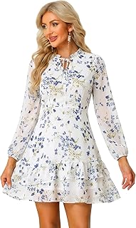 Allegra K Women Spring Dresses Layered Tiered Chiffon Mini Floral Dress