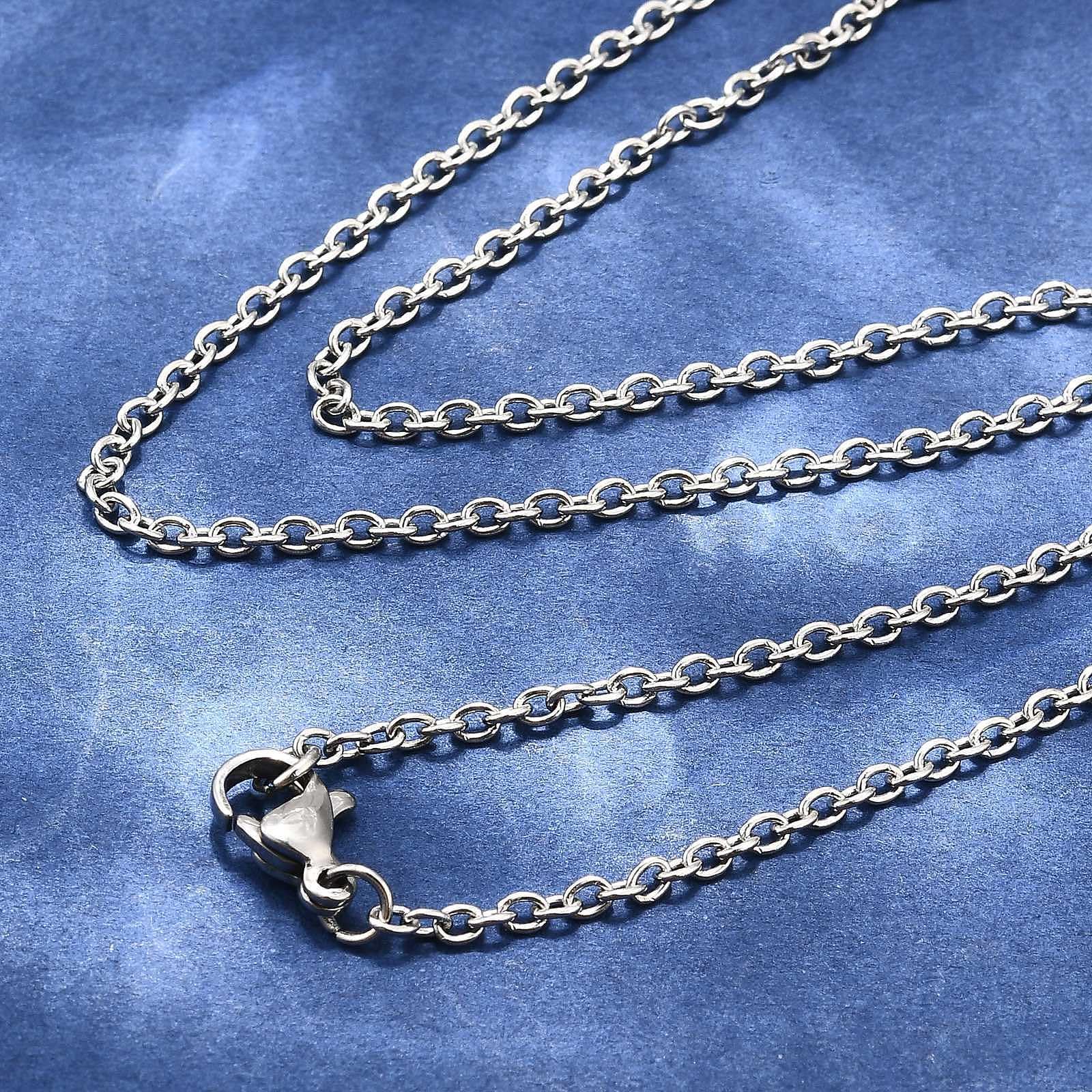 10pcs 304 Stainless Steel Necklace Chain with Lobster Clasp 1.9mm Wide Cable Lin