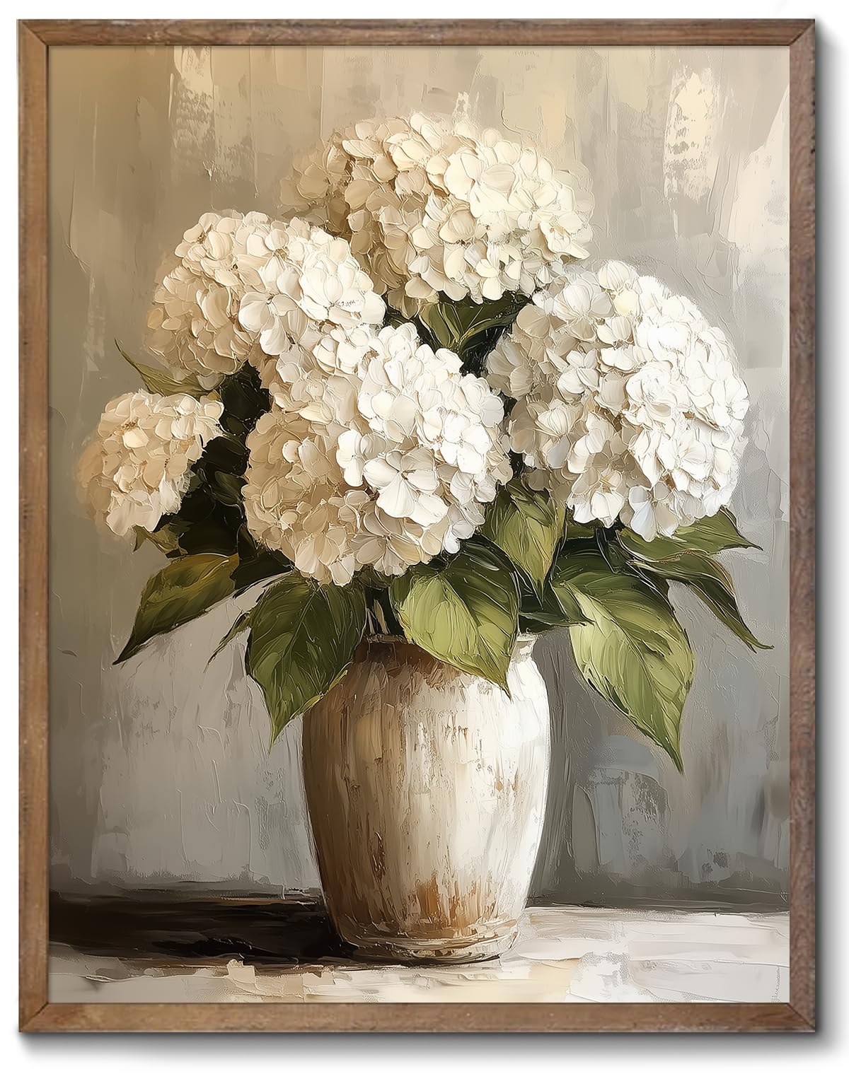 XOCUUI White Hydrangea Wall Art Vintage Decor Hydrangea Floral Pictures Bathroom