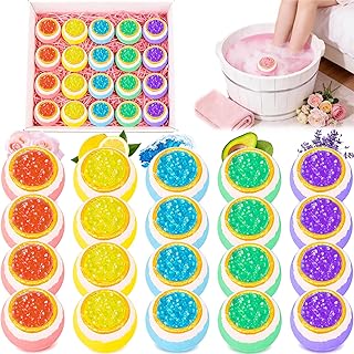 Foot Bath Bombs, 20 Pack Foot Soak with Bath Salt. Organic Natural Handmade Aroma Pure Essential Oil Bubble Foot Balls for Foot Callus, Dry Cracked, Stubborn Foot Odor Scent.