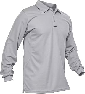 MAGCOMSEN Men's Polo Shirts Long Sleeve Quick Dry Pique Collared Golf Shirt