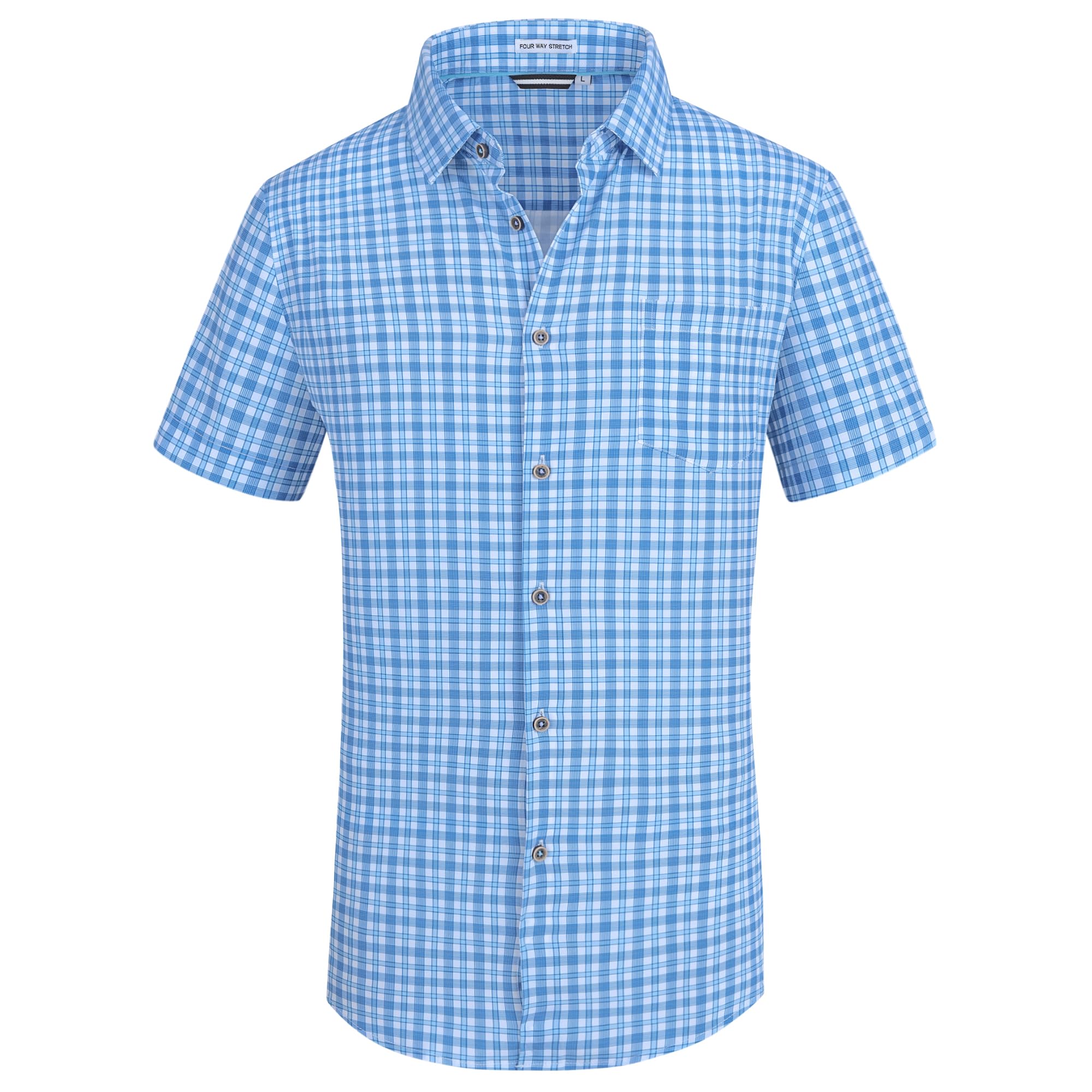 WARHORSEE Mens Short Sleeve Button Down Shirts Wrinkle Free Dress Shirts