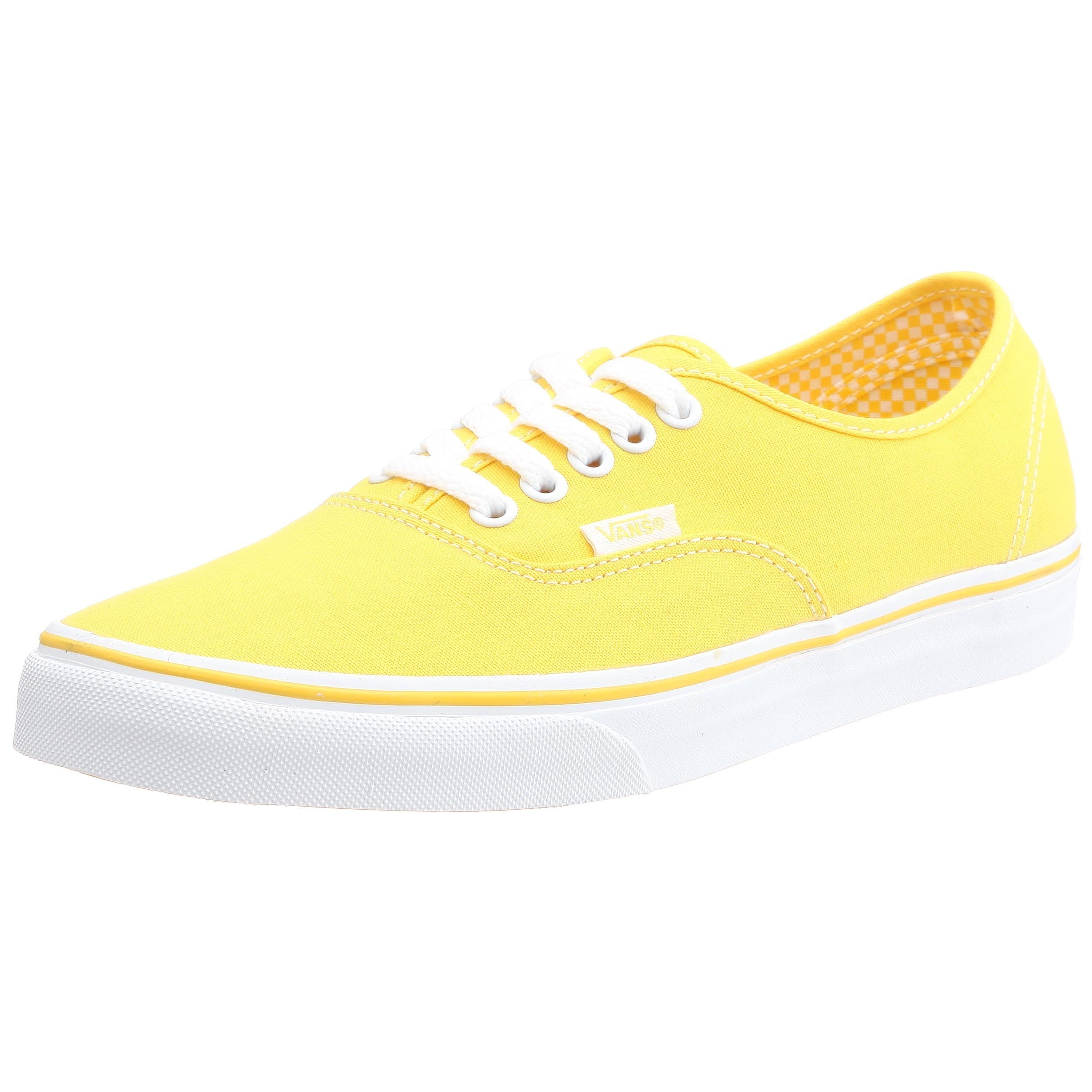 Vans Unisex Authentic Skateboarding Shoe (Minicheck Lining) true yellow/true whi
