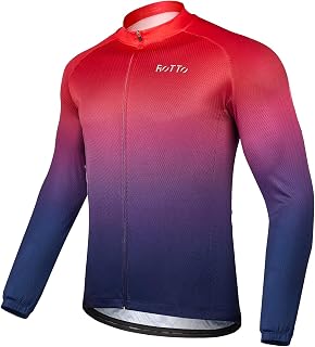 ROTTO Cycling Jersey Mens Bike Shirt Long Sleeve Gradient Color Series