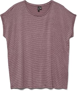 VERO MODA Vmlava Women's Glitter SS Top Stripe Ga Jrs Noos